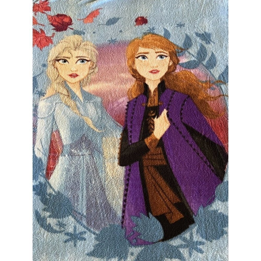 Disney Frozen Plush Reversible Throw Blanket Anna Elsa Lightweight Border Movie - Picture 4 of 8